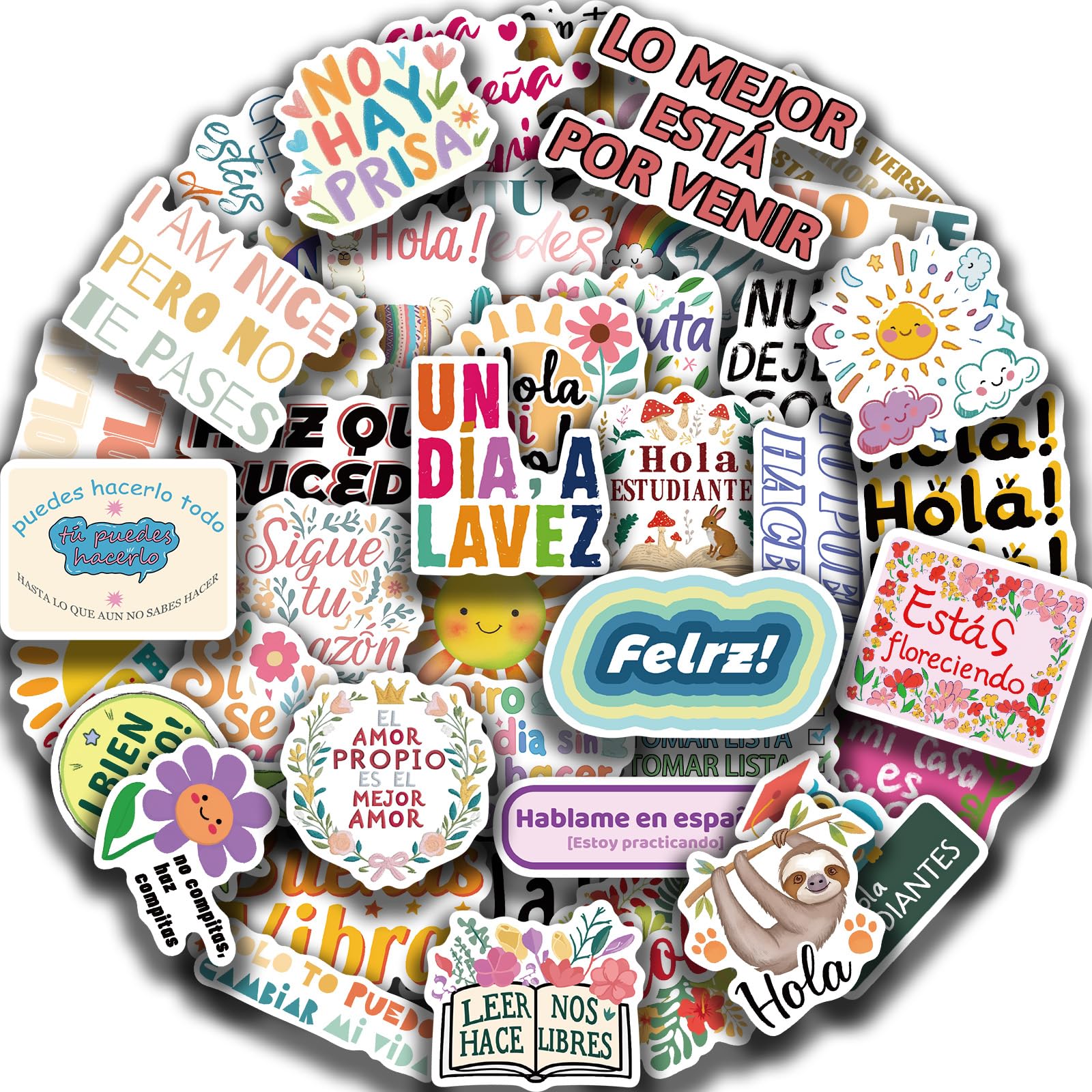 Spanish Motivational Stickers for Students 50Pcs Inspirational Stickers for Adults Teachers Women Affirmation Positive Quotes Stickers for Journal Spanish Class