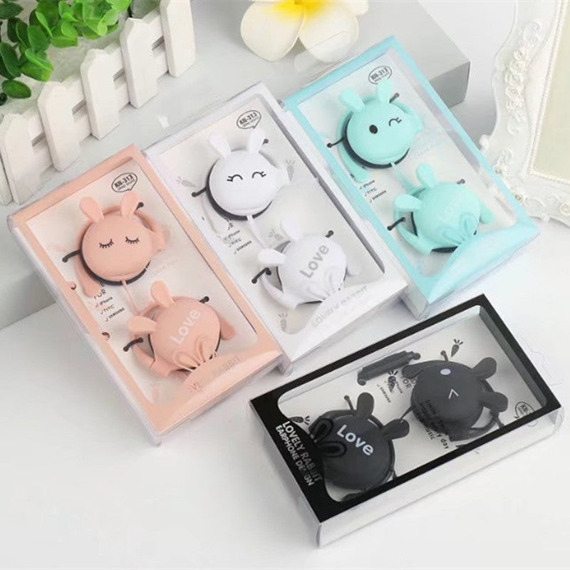 Cartoon Love Bunny Headphones with Mic and Ear Hooks