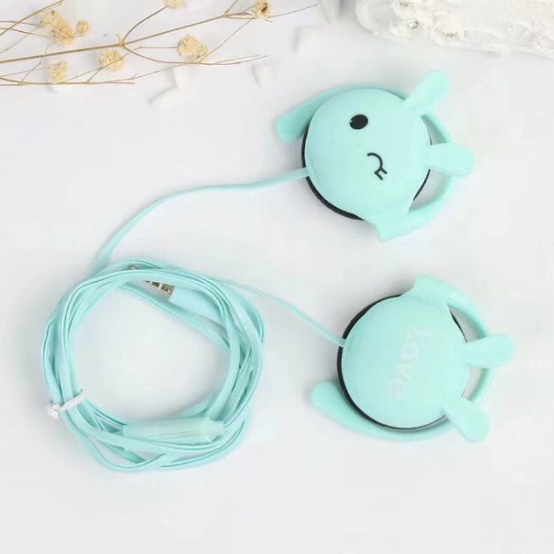 Cartoon Love Bunny Headphones with Mic and Ear Hooks