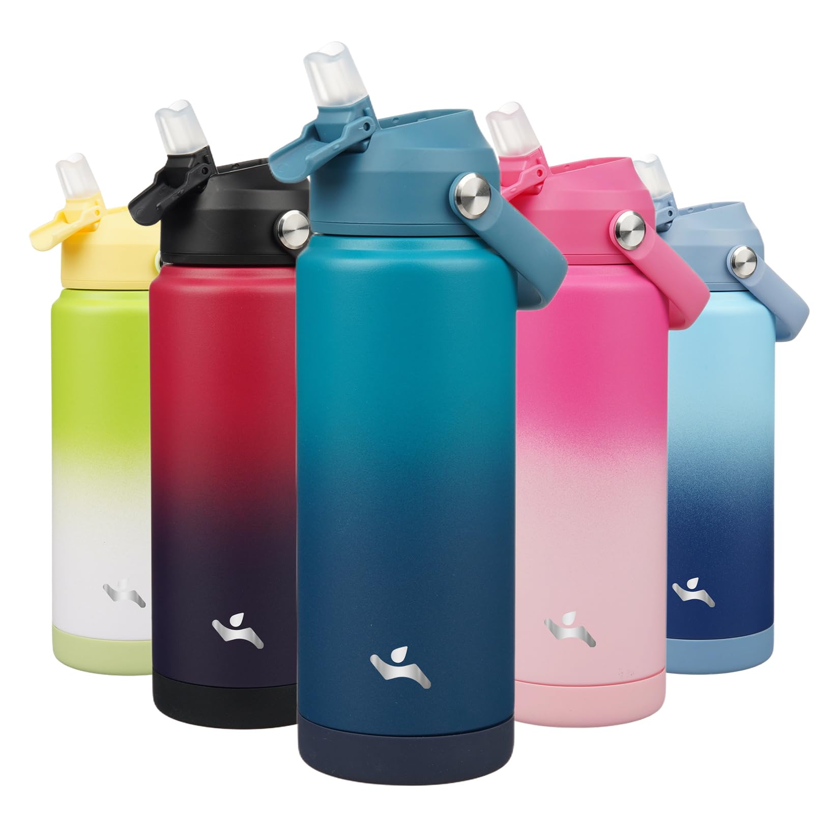 Konokyo Insulated Water Bottle with Straw Lid24 oz Stainless Steel Vacuum Metal Bottle with Silicone HandleVast
